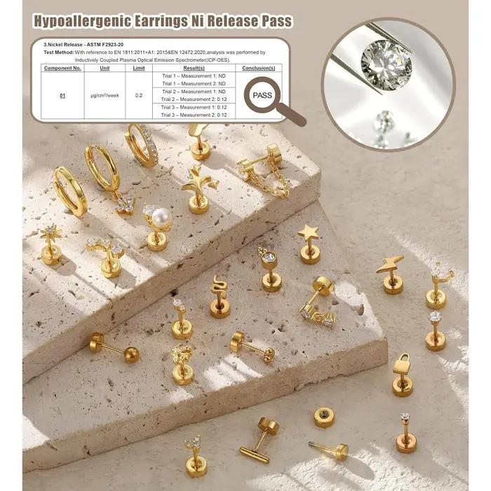 Bobisty 1pc boucles d'oreilles chirurgicales en acier inoxydable