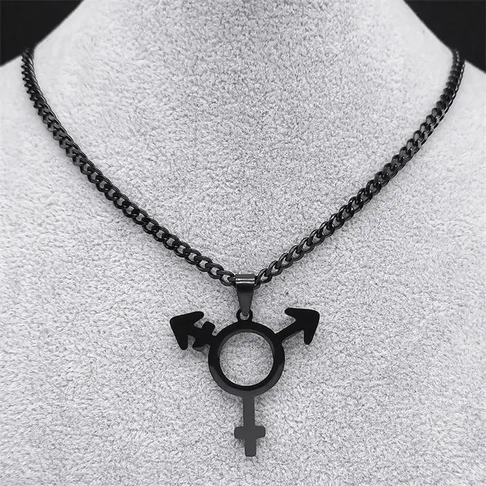 Collier pendentif triangle en acier inoxydable pour hommes et femmes