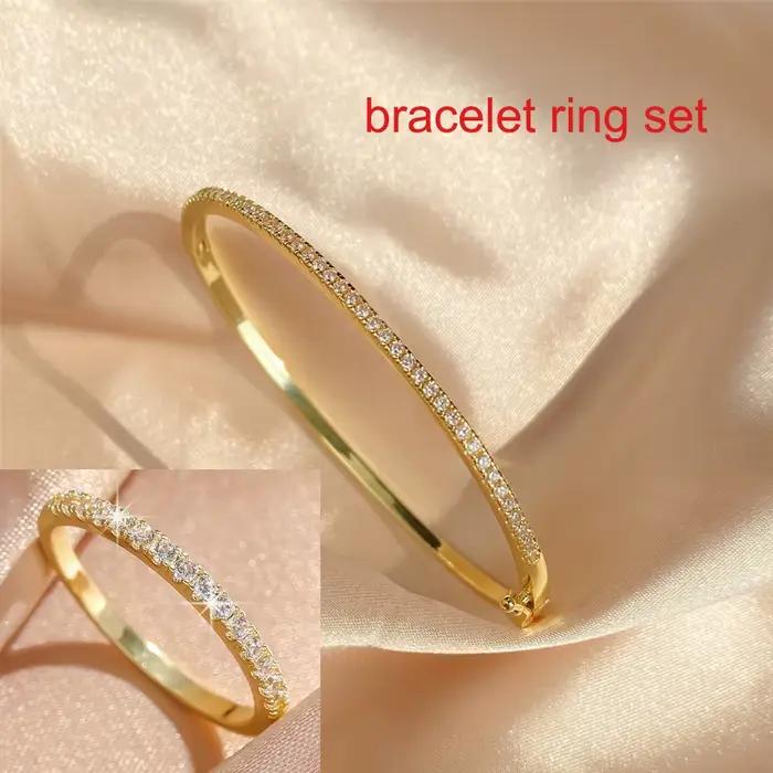 ZAKOL luxe zircone bracelets ronds pour femmes filles couleur argent métal cristal bracelet bijoux F