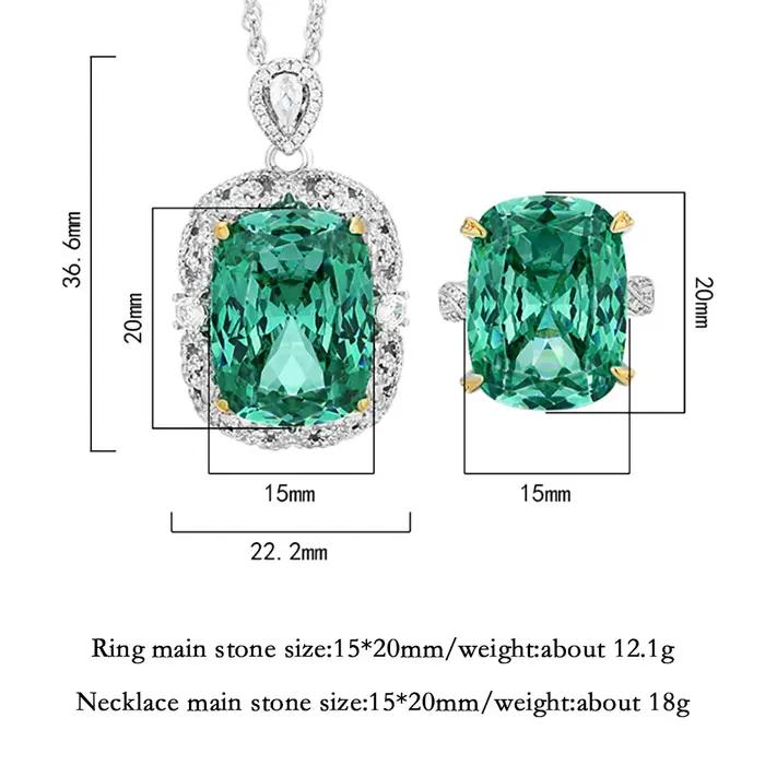 Ensemble de collier et pendentif en Tourmaline verte de luxe pour femmes
