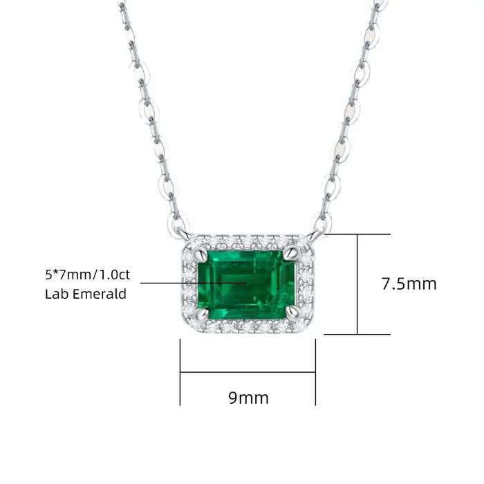 M-JAJA 1ct pendentif émeraude collier S925 en argent Sterling laboratoire cultivé