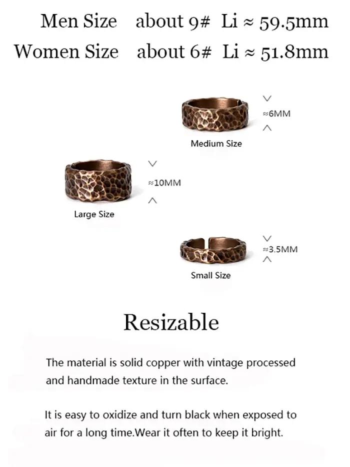Bague Tibétaine en Cuivre Massif Battue à la Main