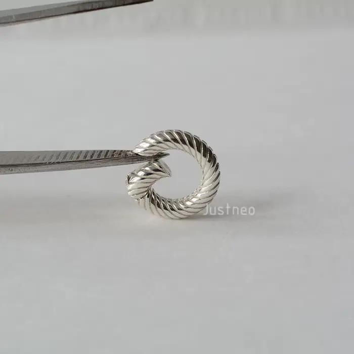 Anneaux à ressort en argent regardé 925, crochets à clip à ressort, anneaux fendus en métal argenté, petit fermoir à pince pour bijoux exécutifs