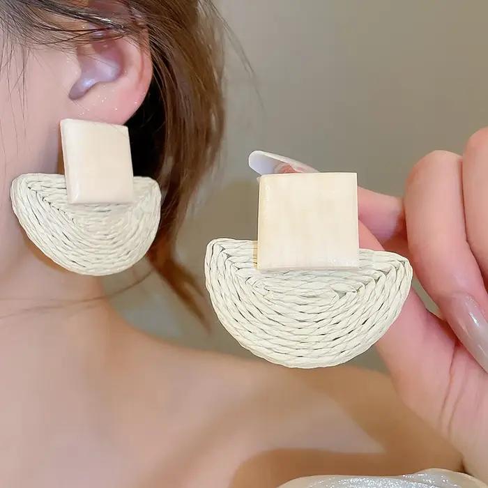 Boucles d'oreilles bohème rétro en demi-cercle pour femmes