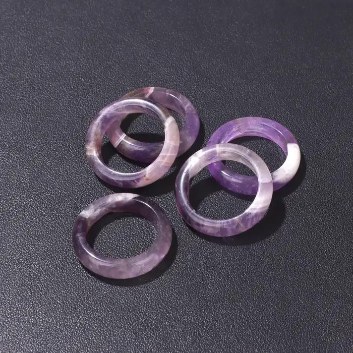 5 pièces bagues en pierre de guérison naturelle Lapis Lazuli améthystes hématite Agates bague pour femmes hommes Reiki bijoux cadeau 16-20mm