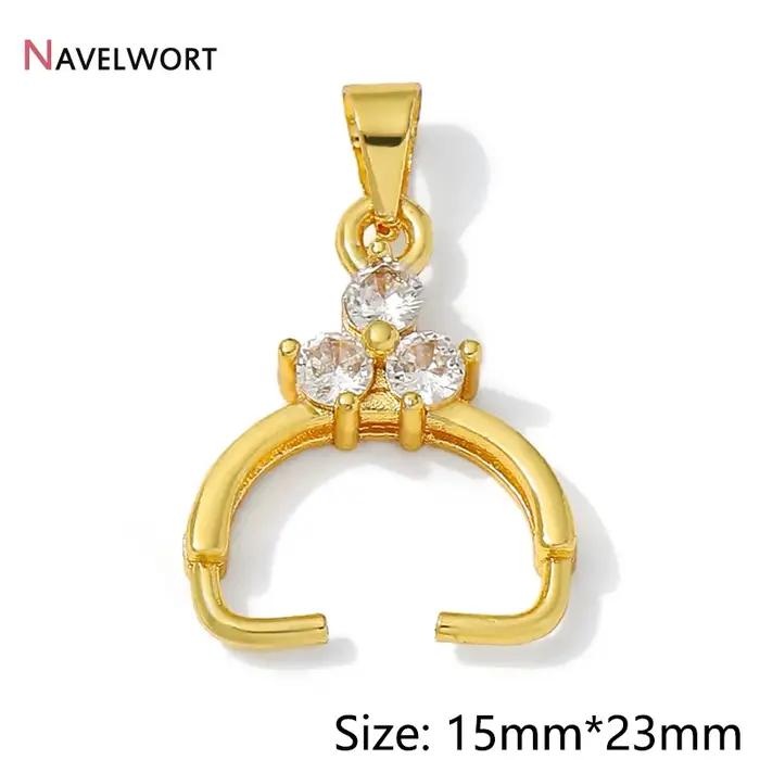 3/6/9 pièces, pendentifs en laiton plaqué or 14K avec zircon, attaches pour bijoux, pour la fabrication de colliers, accessoires et matériaux de bijouterie