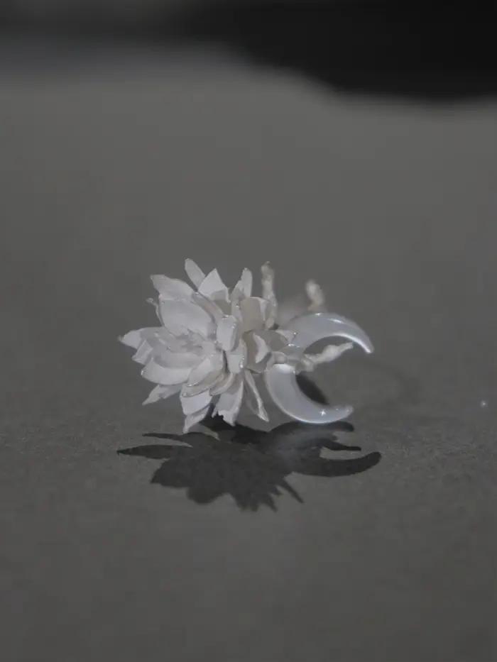Bague Tan Moon Flower pour femme, style classique, bagues de lune, cadeau de fête pour petite amie, bijoux de soirée élégants, alliances de mariage ajustables