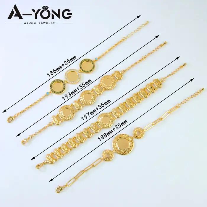 Bracelet de pièces de monnaie dorées design arabe plaqué or 21 carats breloque turque luxe pour femmes occasions spéciales mariage