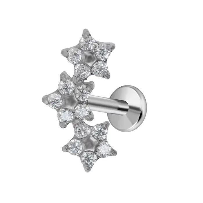 Boucles d'oreilles à dos plat en forme de feuille, Piercing étoile Labret, fleurs, Tragus, cœur, pen