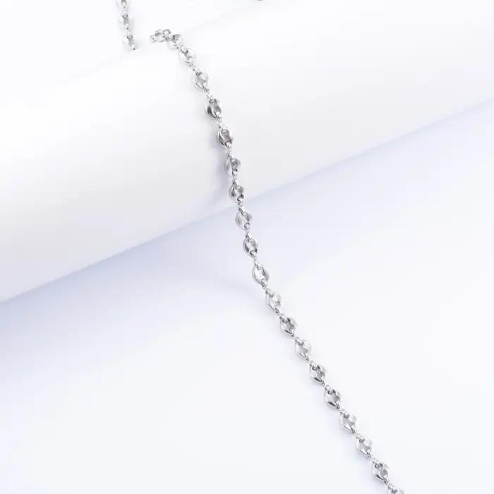 Chaîne à maillons de grains de café en acier inoxydable, Long collier pour hommes et femmes, ras du