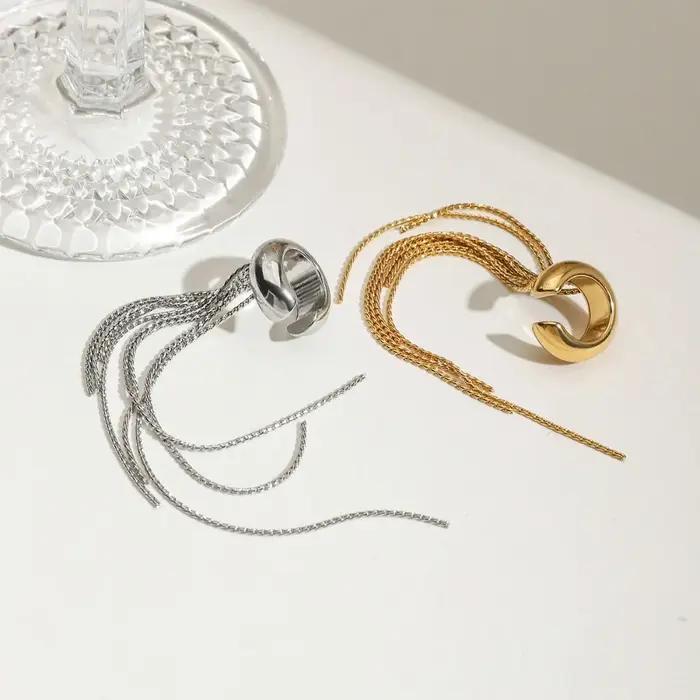 Boucles d'oreilles pendantes longues à pompons couleur or sans nickel pour femmes