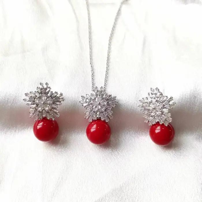 Boucles d'oreilles en zircon avec perle simulée ensemble de bijoux classique pour femmes élégantes occasions de dîner de gala