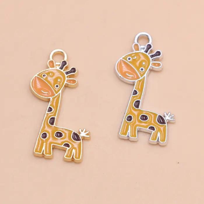 Pendentif girafe en émail jaune plaqué or élégant bracelet exécutif boucles d'oreilles collier artisanat bijoux occasions spéciales