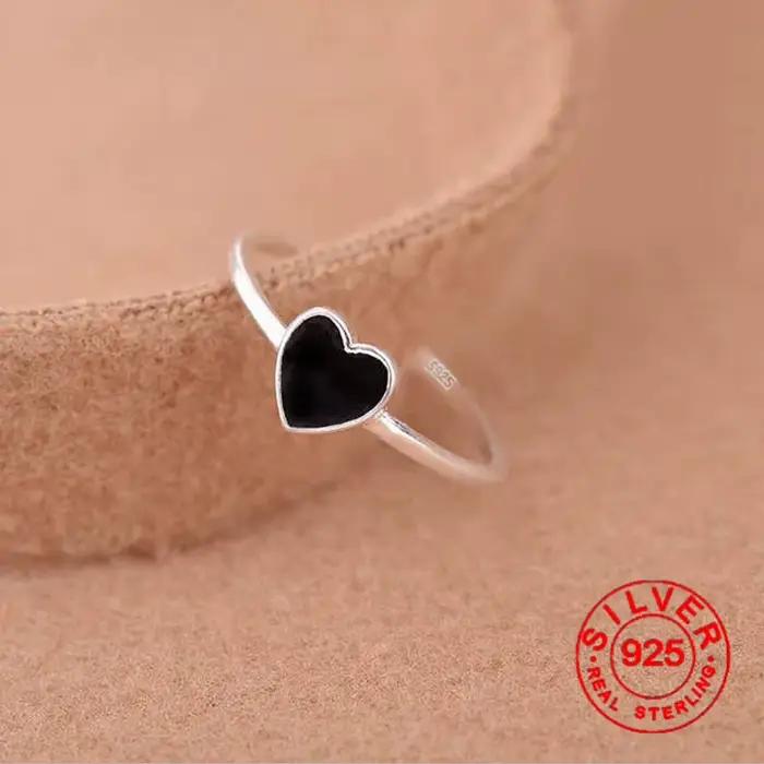 Bagues carrées noires couleur argent pour femmes et filles, Bijoux de fiançailles, bague géométrique