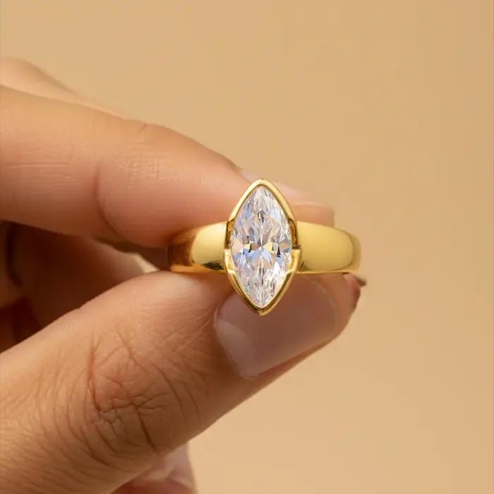 Bague en argent Sterling 925 en Zircon Marquise brillant