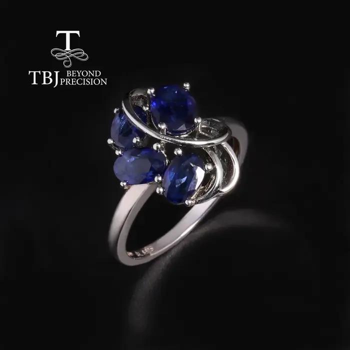 Bague en argent saphir bleu à diffusion naturelle pour femme, pierre de naissance de septembre, cade