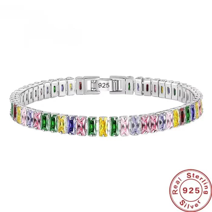 Bracelet en argent Sterling 925 noble avec zirconium blanc et pierres précieuses pour femmes occasions spéciales engagement mariage fête