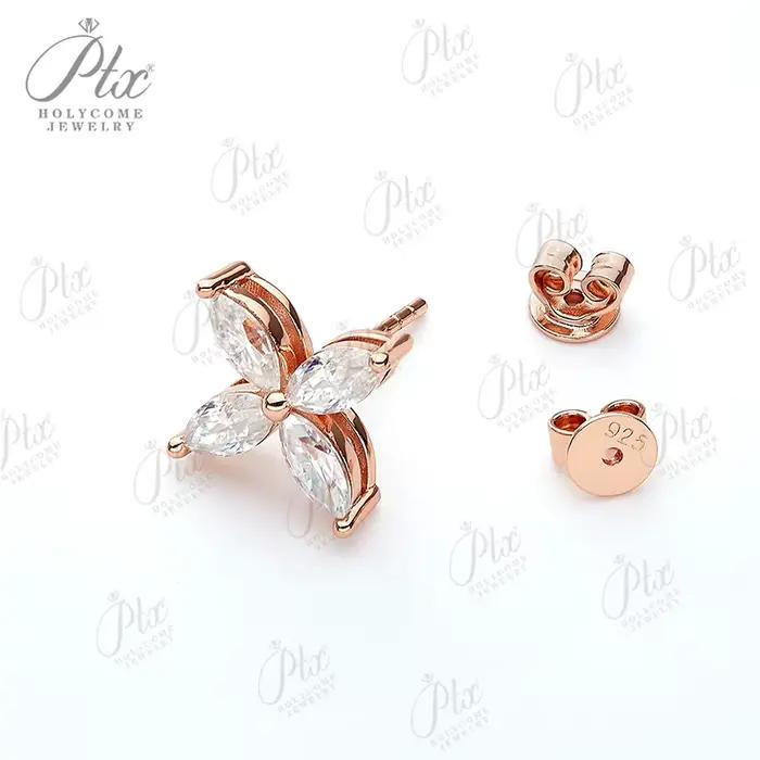 Ensemble de bijoux de boucles d'oreilles en Moissanite en forme de Marquise