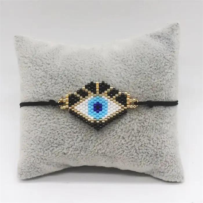 Bracelet Mauvais Œil Turc Bohème avec Perles Miyuki Colorées Tissé à la Main pour Femmes Protection Chance Mode