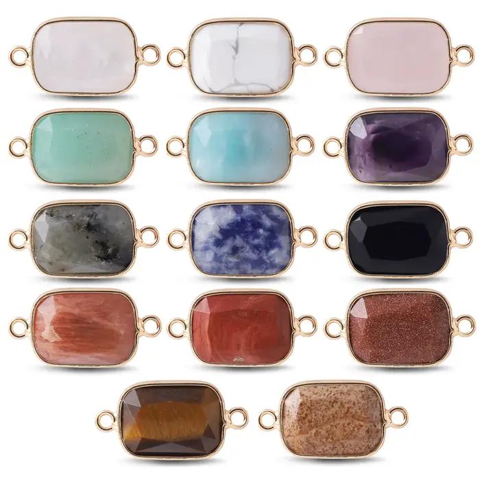Pendentif carré en pierre naturelle obsidienne et quartz rose pour femmes occasions spéciales bijoux DIY colliers bracelets boucles doreilles cadeaux vacances