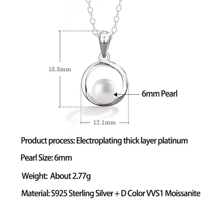 Collier en argent sterling S925 LinkerLove pour femmes, perle d'eau douce de 6 mm, pendentif en form
