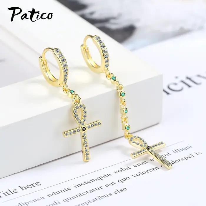Boucles d'oreilles en argent Sterling 925 croix pour chrétiennes strass exquis longues chaînes gouttes d'eau bijoux cadeaux de fête femmes occasions spéciales