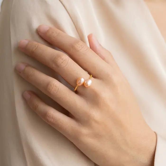 Bague en perle d'eau douce naturelle pour femmes