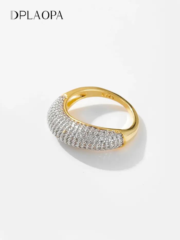 DPLAOPA 100% 925 argent Sterling géométrique plein Zircon pavé femmes bague de luxe cristal bijoux fins Rock Punk cadeau de mariage