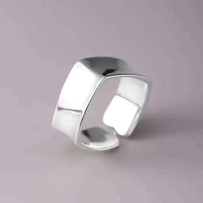 Bagues carrées en argent Sterling 925 pour femmes