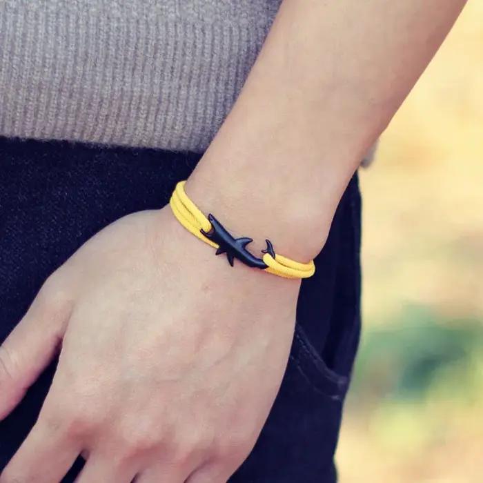 Noter nouveau Bracelet requin unisexe Double couche réglable 3mm cordon chaîne
