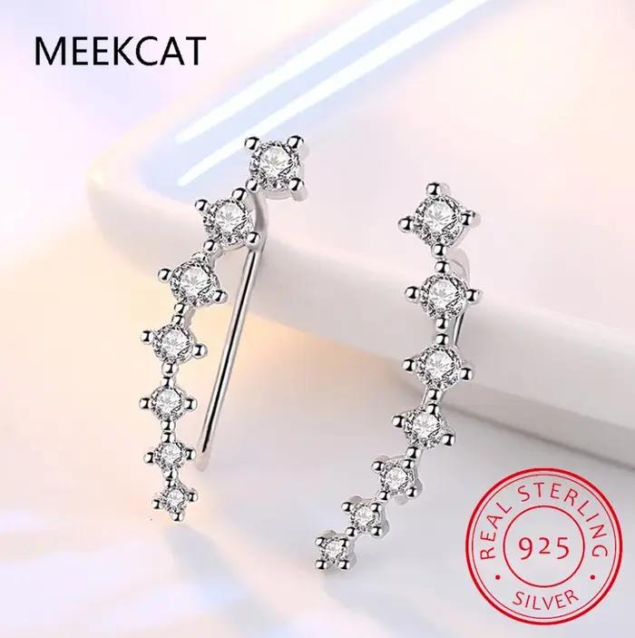 Boucle d'oreille Moissanite Full D pour femmes, argent 925, diamant noir/blanc, 7 étoiles, manchette