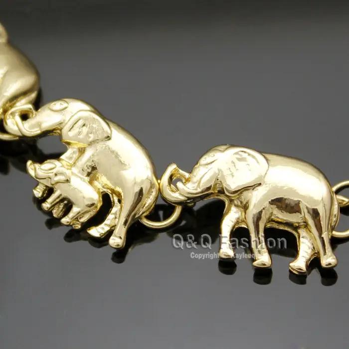 Bracelet pendentif éléphant plaqué argent pour femme et homme