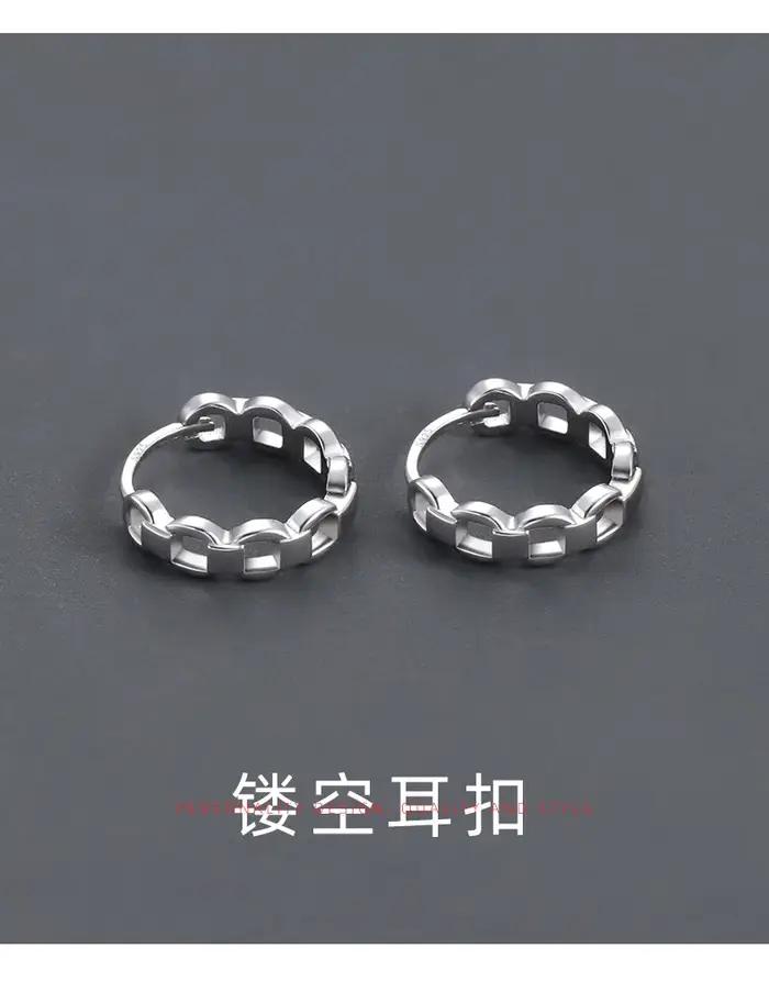 Le nouveau style froid et design de niche en argent S925 tendance 2025 pour les boucles d'oreilles pour hommes et femmes