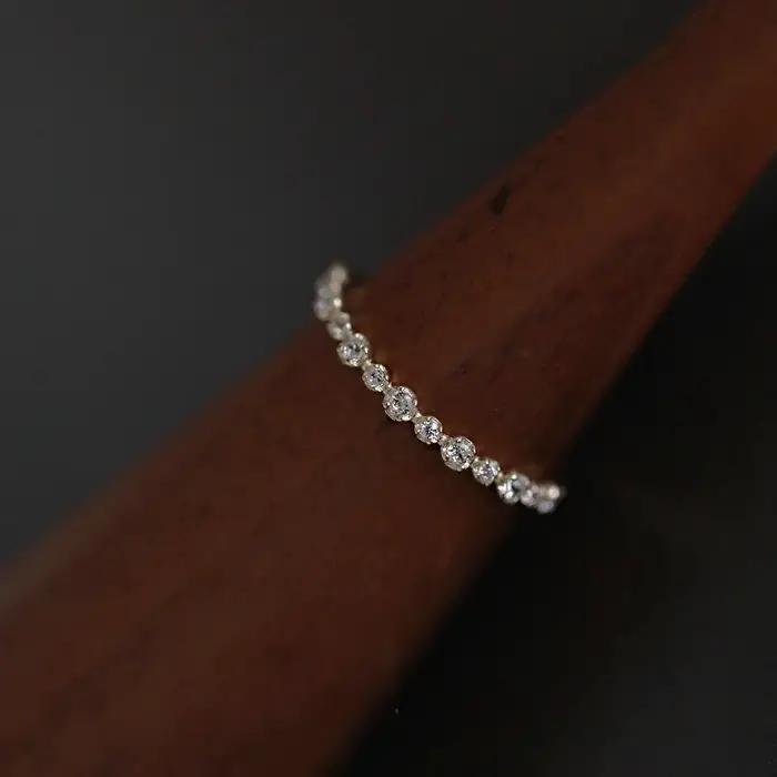 Bague géométrique en argent Sterling 925 plaqué or 14K pour femmes, Zircon scintillant, accessoire d