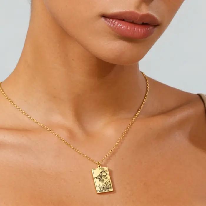 LIKGREAT acier inoxydable Tarot cartes pendentif collier arcanes majeurs