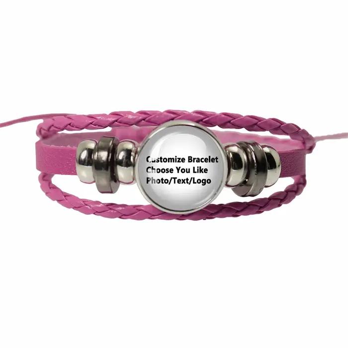 Personnalisez votre Bracelet vous choisissez une Photo/image/texte/Logo, Bracelet en cuir multicouche coloré fait à la main, cadeau pour hommes et femmes