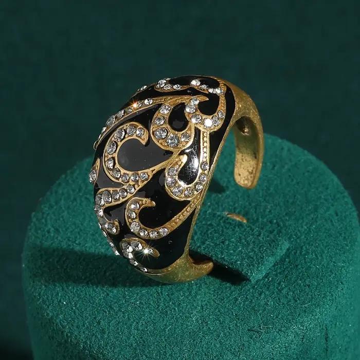 Bagues de fiançailles noires Vintage pour femmes