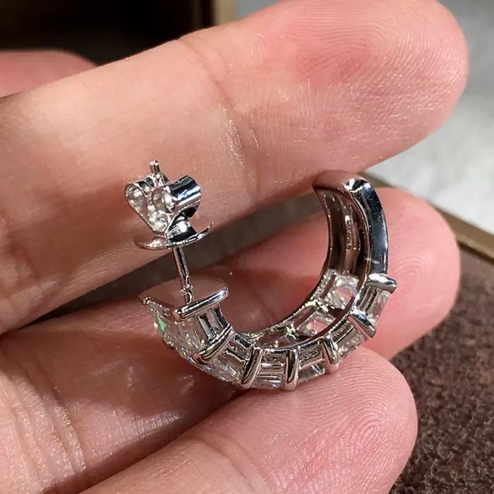 Huitan – boucles d'oreilles rectangulaires CZ pour femmes, magnifiques bijoux de mariage et fiançailles, cadeau d'amour délicat