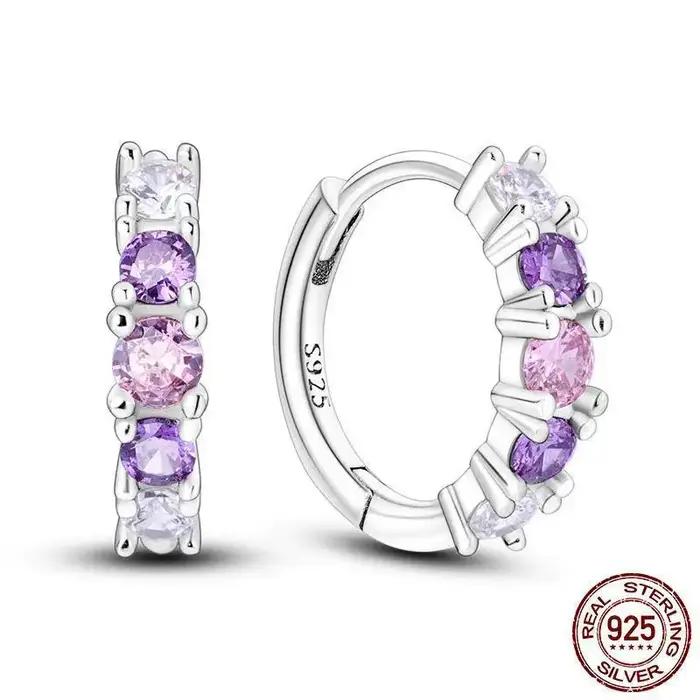Boucles d'oreilles originales lumineuses colorées, boucles d'oreilles en argent 925, bijoux pour fem