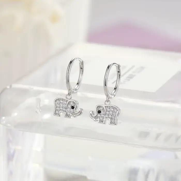 REETI réel 925 en argent Sterling cristal éléphant boucle d'oreille pour les femmes faisant des bijo