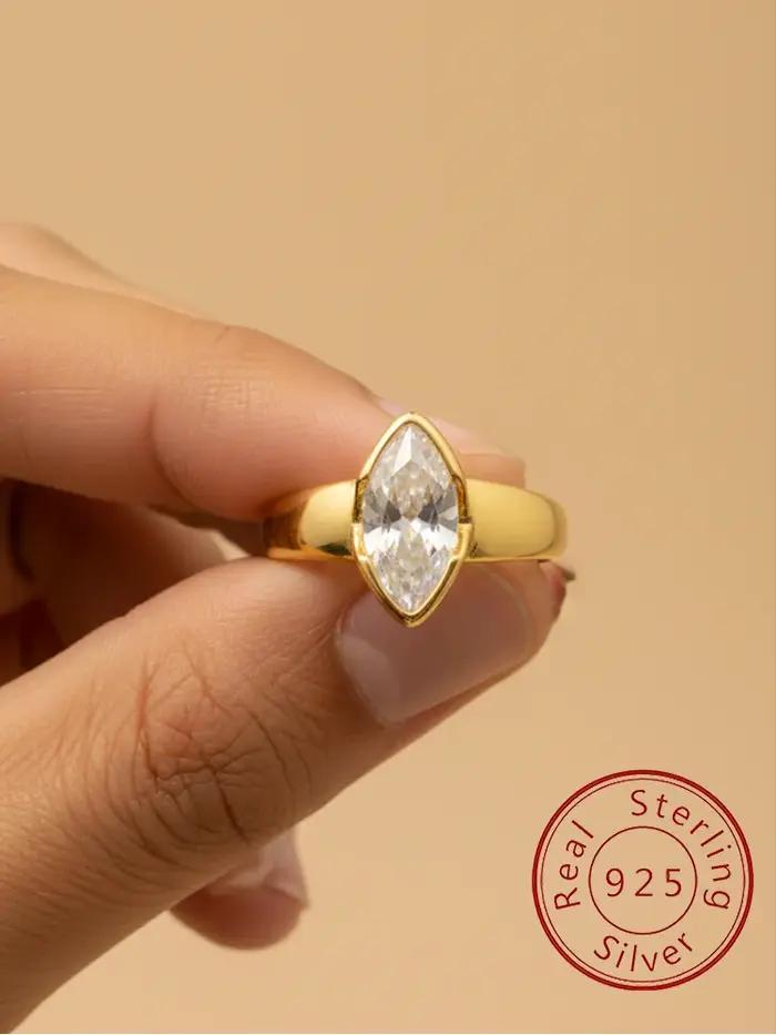 Bague en argent Sterling 925 en Zircon Marquise brillant