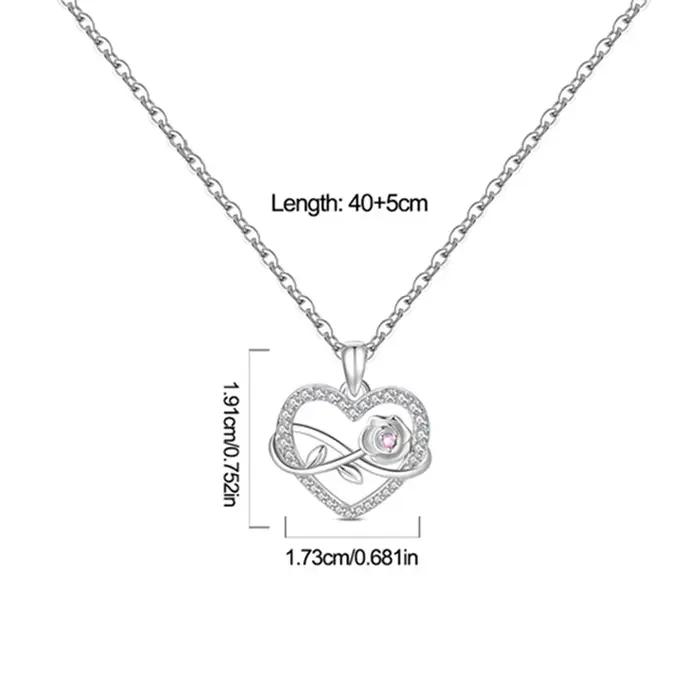 Collier en argent sterling 925 avec pendentif cœur infini en or rose