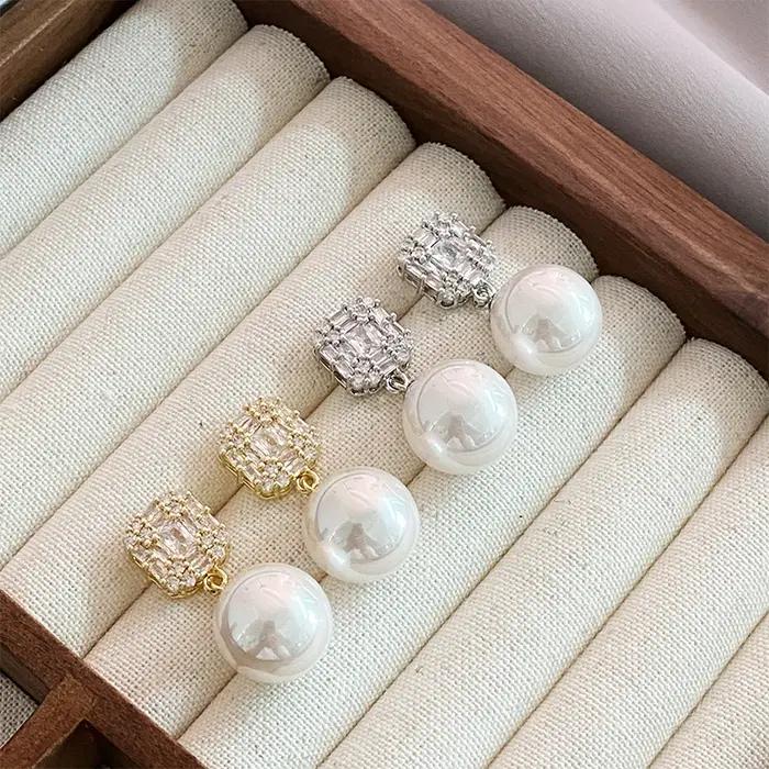 Boucles d'oreilles pendantes en perles de cristal pour femmes