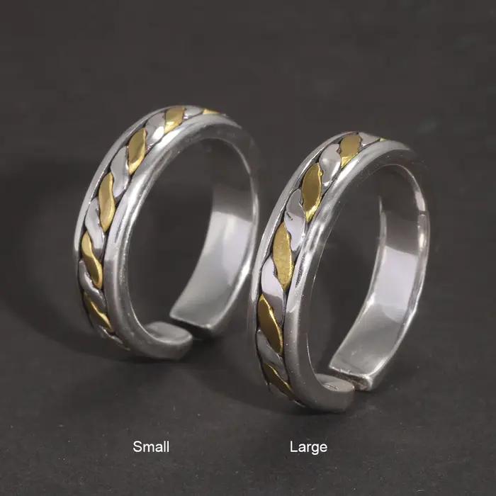 Bague tressée à double fils en argent regardé 925 véritable pour hommes et femmes