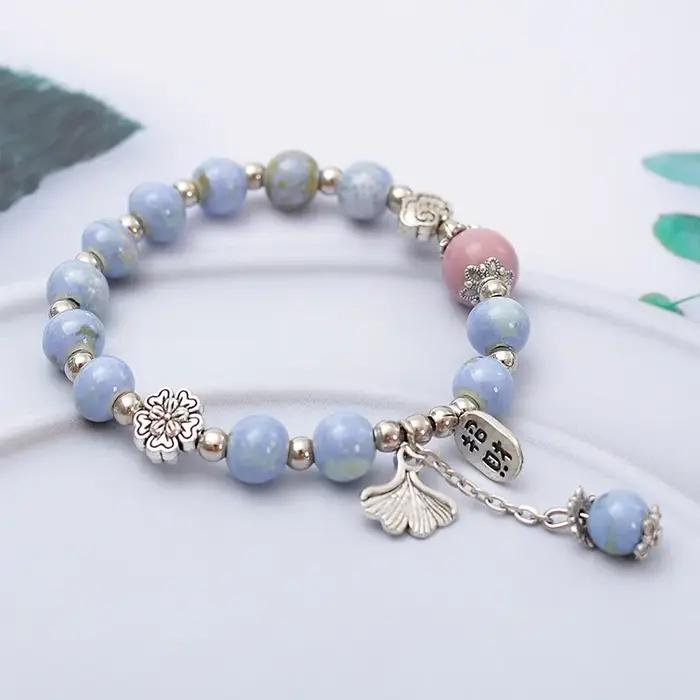 Bracelet en céramique rétro artistique pour femme