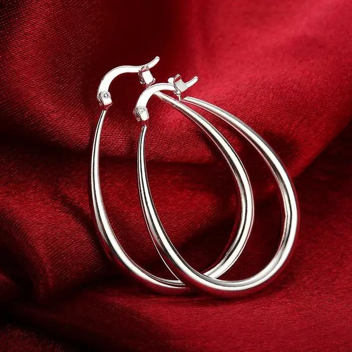 Boucles d'oreilles ovales en argent Sterling 925, 4.4cm, plaqué or 18 carats, bijoux à la mode, cade