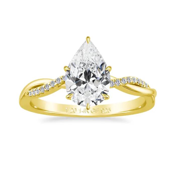 Ensemble de bagues empilables 2 carats taille poire en or 14K