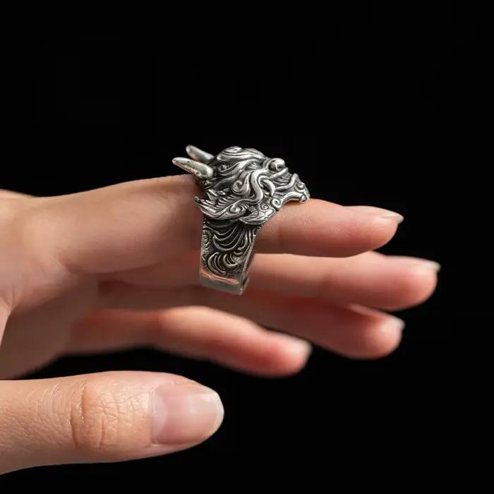 Bague Pixiu de la Bête Divine Créative pour Homme, Bijoux Masculins, Ouverture Chimique, Instituts Tridimensionnels, Motif Animal Chanceux, Cadeau