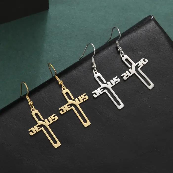 Boucles d'oreilles pendantes Cazador Christian Jesus Cross pour femmes