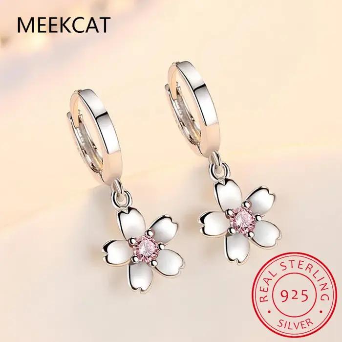 Boucles d'oreilles créoles fleur mignonnes en argent 925 avec zirconie cubique pour femmes et filles occasions spéciales mariage engagement anniversaire fête
